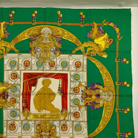 Cartier scarf Carre 90 Greens Silk100% - Picture 6 of 9